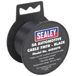 Sealey AC0507B Automotive Cable 5A 7mtr Black
