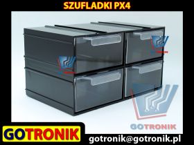 PX4 Szafka z tworzywa sztucznego zawierająca 4 transparentne szufladki
