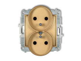 MINI Gniazdo podwójne z uziemieniem do ramki (przesłony torów prądowych) złoty 29MGPR-2zp KARLIK