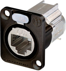 Socket, RJ45, 8 pole, 8P8C, Cat 6A, IDC connection, PCB mounting, NE8FDX-Y6-B