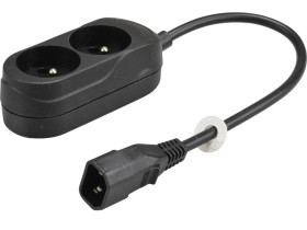 Przedłużacz do UPS 2-gniazda z/u 10A /H05VV-F 3x1 0,3m/ z wtykiem IEC C14 PS-PCU 270
