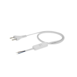 Przewód z wyłącznikiem z płaską wtyczką b/u H03VVH2-F 2x0,5 biały S-13W-0,5-2-1 /2m/