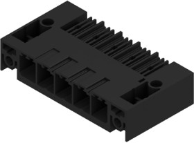 Pin header, 5 pole, pitch 7.62 mm, angled, black, 2545970000