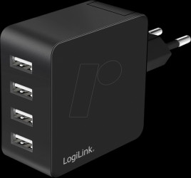 PA0336 USB charger, 24 W, 5 V, 4x USB-A, black
