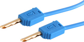 Measuring lead with (2 mm hollow plug, straight) to (2 mm hollow plug, straight), 600 mm, blue, PVC, 0.5 mm², 28.0033-06023