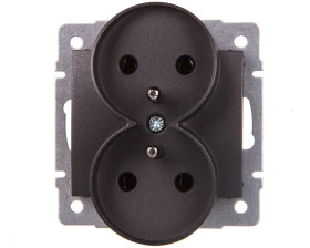 LOGI Gniazdo podwójne 2x2P+Z śrubowe 16A 250V Grafit 25269
