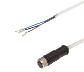 Złącze kablowe M8 żeńskie 3-pinowe proste wolny koniec niezarobiony 3x0,34mm fi3,8mm 60V 150stC 2m IP65 VK20H075