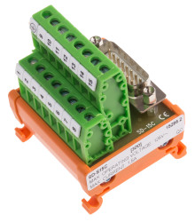 Moduł 15 -pinowe na szynę DIN RS PRO D-sub Męski długość 51mm 1.5A