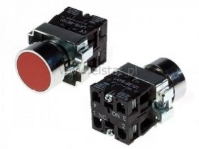 Przycisk czerwony chwilowy; metalowy; NC + NO