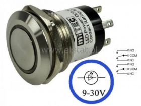 Przycisk chwilowy 25mm LED niebieski; oring; 5-24V