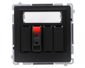 Simon Basic Gniazdo głośnikowe 1-krotne z polem opis. (moduł) Przekrój przew.dla wejścia i wyjścia 2,5 mm2 czarny BMGL31.01/49