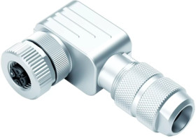 Jack, M12, 4 pole, screw connection, screw locking, angled, 99 1432 824 04