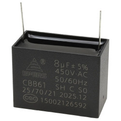 Kondensator rozruchowy do silnika 8uF 450VAC B class CBB61 do druku