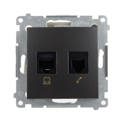 Gniazdo komputerowo-telefoniczne RJ45+RJ12 antracytowe D5T.01/48 Kontakt Simon54