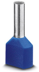 Insulated twin wire end ferrule, 2.5 mm², 18.5 mm/10 mm long, DIN 46228-4, blue, 3200836