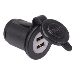 Dual USB-A 5V 2.1A Panel Mount Socket with LED A13-204B-BB3