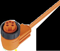 Sensor actuator cable, 7/8&quot;-cable socket, angled to open end, 5 pole, 2 m, PVC, orange, 9 A, 132894