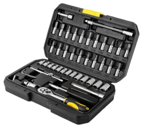 Klucze nasadowe 1/4 cala stal CrV 38D640 /46szt./