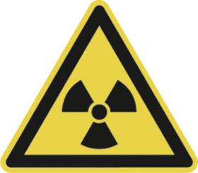 Warning sign, symbol: radioactive, Ø 100 mm, plastic, 024.01-9-100-W1