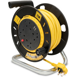 Stanley SXECGT2OHSE Open Drum Cable Reel 240V 13A 4Socket 2 USB 25m
