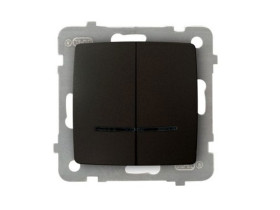 KARO Wyłącznik podwójny świecznikowy z podświetleniem niebieskim IP-20 zaciski gwintowe czekoladowy metalik ŁP-2SS/m/40 OSPEL