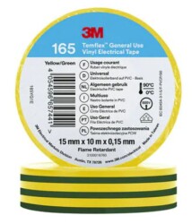 Winylowa taśma elektroizolacyjna 3M Temflex165, zielona/żółta 15 mm x 10 m