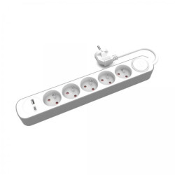 Przedłużacz stały 5x z włącznikiem oraz gniazdami USB A USB C 5m PS-570WS+USBA+USBC/5 E W-30005