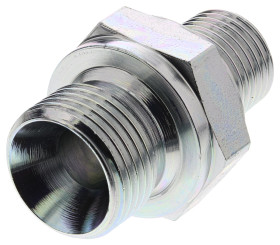 Hydrauliczny adapter gwintowany prosty, Złacze A: G 3/8, Złacze B: R 1/4 męskie, Stal, 315bar