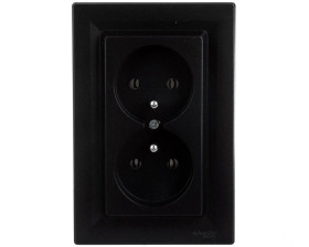 Gniazdo 2x2P+PE Asfora antracyt z ramką EPH9800271