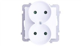 As Gniazdo Podwójne B/U Z Przesłonami Białe Gp-2Grp/M/00