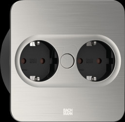 946.001 TWIST 2 2xCEE7/3 2.0m AEH stainless steel look, square