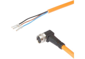 Złącze kablowe gniazdo kątowe M8 3-pinowe druga końcówa niezarobiona 5m 3x0,25mm2 PUR IP67 VK50R071