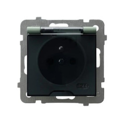 AS Gniazdo bryzgoszczelne z uziemieniem IP-44 wieczko przezroczyste zielony mat GPH-1GZ/m/84/d