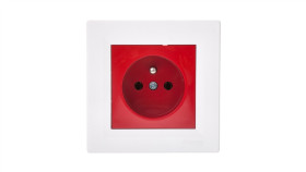 Gniazdo Pojedyncze Asfora Z/U Czerwono-Białe Z Ramką Eph2800421