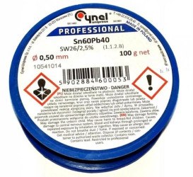 CYNEL UNIPRESS Cyna 0,50mm 100g Sn60Pb40 SW26/3/2.5 spoiwo lutownicze PROFESSIONAL