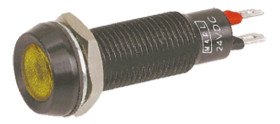 Lampka kontrolna do montażu panelowego 12V dc, Żółta 8.1mm LED Czarny Końcówka lutownicza Marl