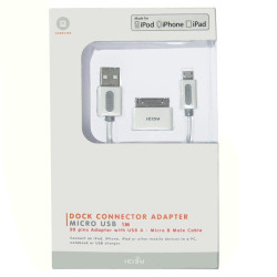 Kabel USB-micro 1m + przej.IPod 30pin ICIDU