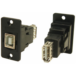 Cliff CP30607N SLIM FM USB2.0 B-A, front mounting, feedthrough connector, black