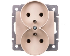LOGI Gniazdo podwójne 2x2P+Z śrubowe 16A 250V Kremowy 25151