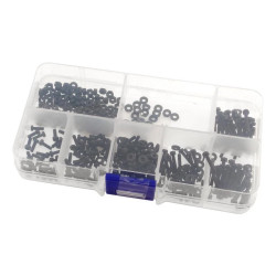 Zestaw 350szt nylonowych śrub, nakrętek M3 - czarny nylon