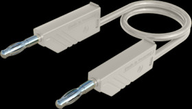 Measuring lead with (4 mm plug, spring-loaded, straight) to (4 mm plug, spring-loaded, straight), 0.5 m, white, PVC, 2.5 mm², CA