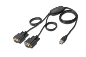 Konwerter/Adapter USB 2.0 do 2x RS232 (DB9) z kablem 1,5m DA-70158