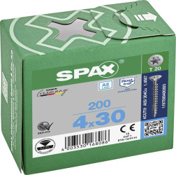 SPAX 1197000400303 R 88091 Senkkopf T-STAR Wkręt do drewna 4 mm 30 mm T-STAR plus stal nierdzewna A2 200 szt.