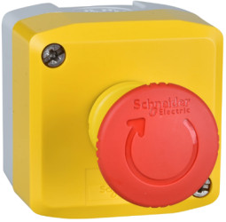 Surface mount housing, 1 emergency stop/emergency off button, 2 Form B (N/C), latching, XALK178F