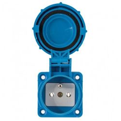 Gniazdo hermetyczne tablicowe z klapką [2P+Z] 230V 16A niebieskie IP67 do obudowy