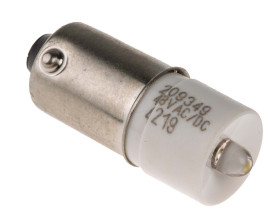 Lampka kontrolna Biały 48V ac/dc BA9s LED średnica 10mm długość 24mm