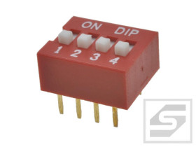 DIP switch 4 poz. przełącznik RoHS; czerwony
