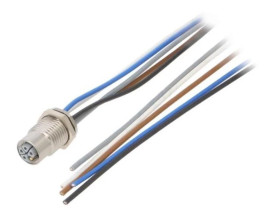 7000-P4295-9800100 Gniazdo proste M12, P5 z przewodem o długości 1m, PUR