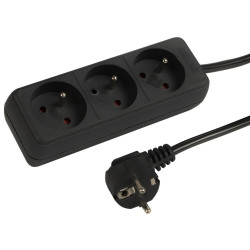 Przedłużacz sieciowy 3-Gniazda z uziemieniem 3m czarny