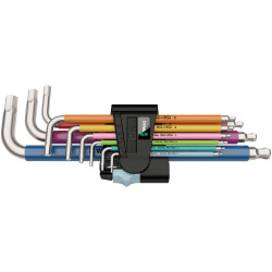 Wera 05022669001 3950 SPKL/9 Stainless Hex&#x2B; Key Set Multi Colour 1.5-10mm 9pc
